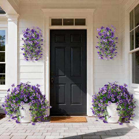 INQCMY silk flowers for outdoor use; UV-resistant hanging basket for lasting color.