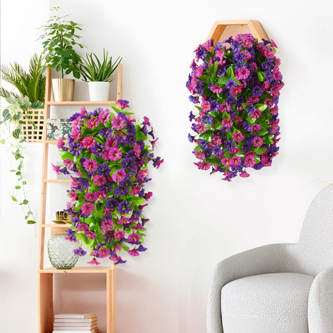 INQCMY silk morning glory 2-pack highlights realistic texture and full foliage.