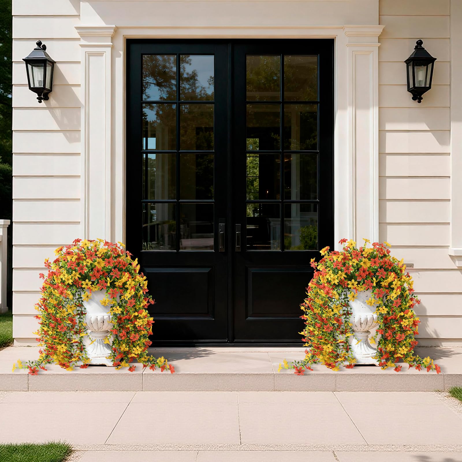 INQCMY UV-resistant artificial daisies suitable for garden or patio.