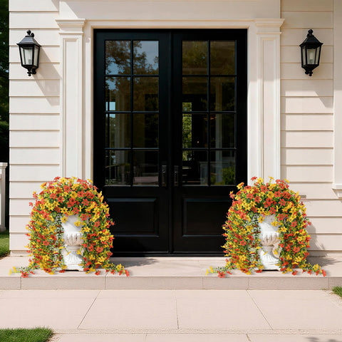 INQCMY UV-resistant artificial daisies suitable for garden or patio.