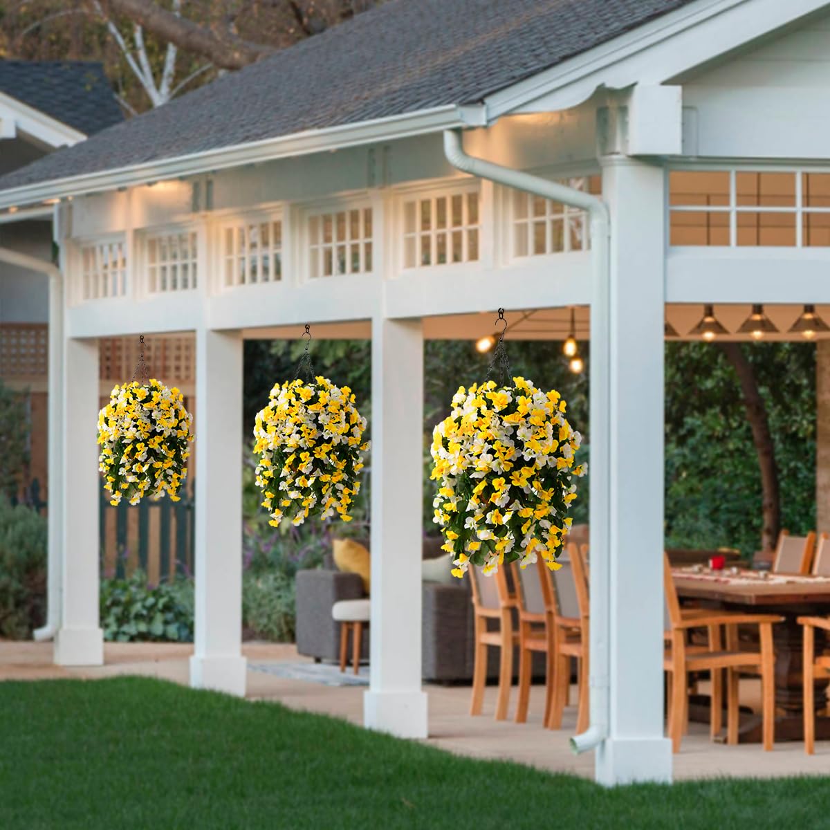 INQCMY UV-resistant hanging basket flowers ideal for all-weather use