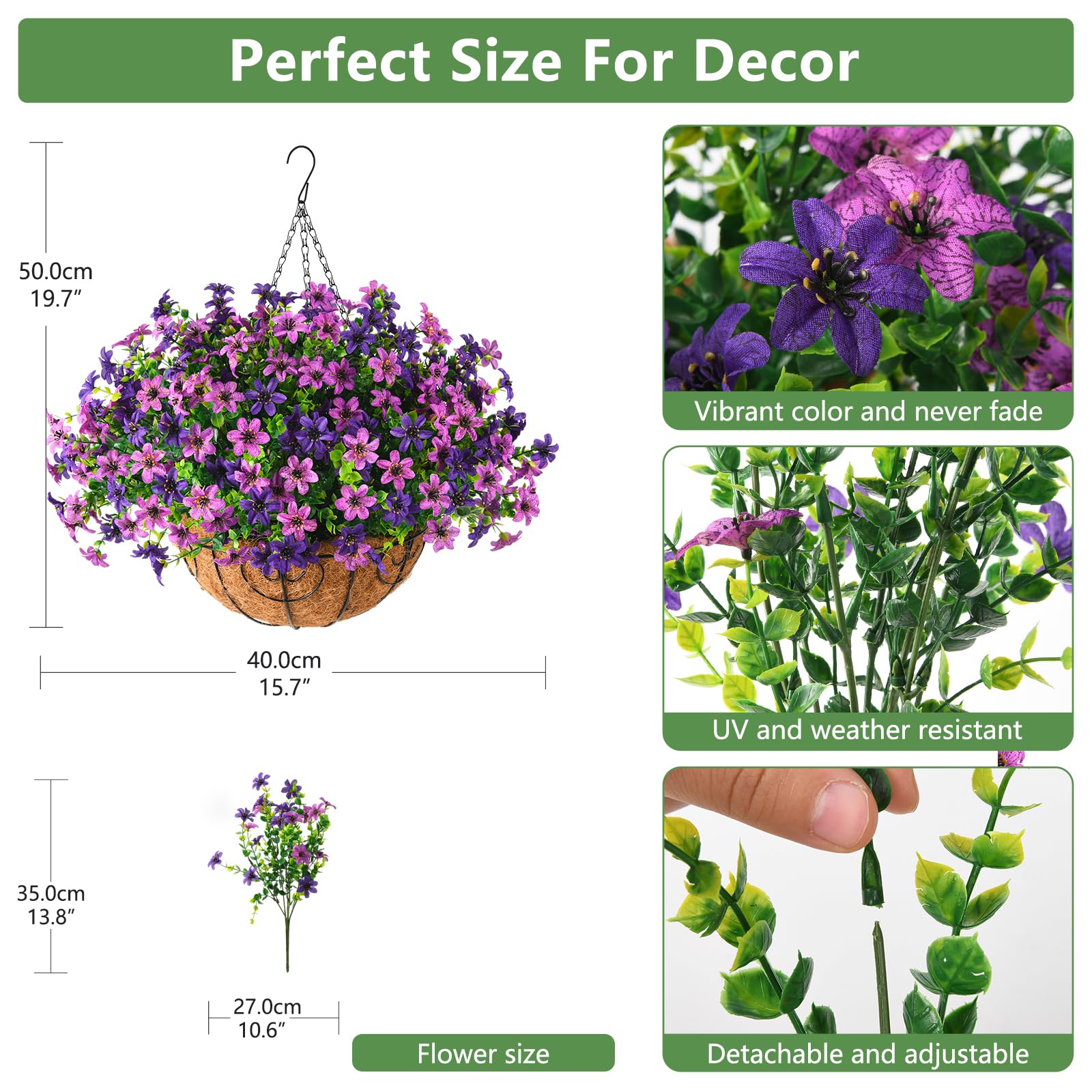 INQCMY UV-resistant outdoor flowers stay vibrant in sun and rain