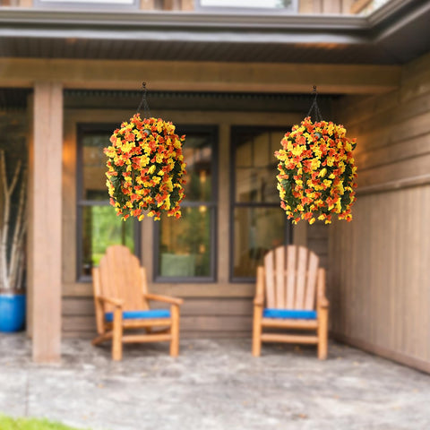 INQCMY UV-resistant outdoor hanging basket boosts curb appeal without maintenance.