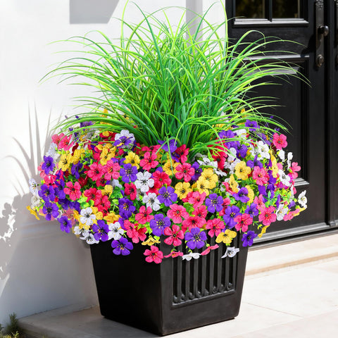 INQCMY waterproof outdoor plants withstand rain and sun for longevity.