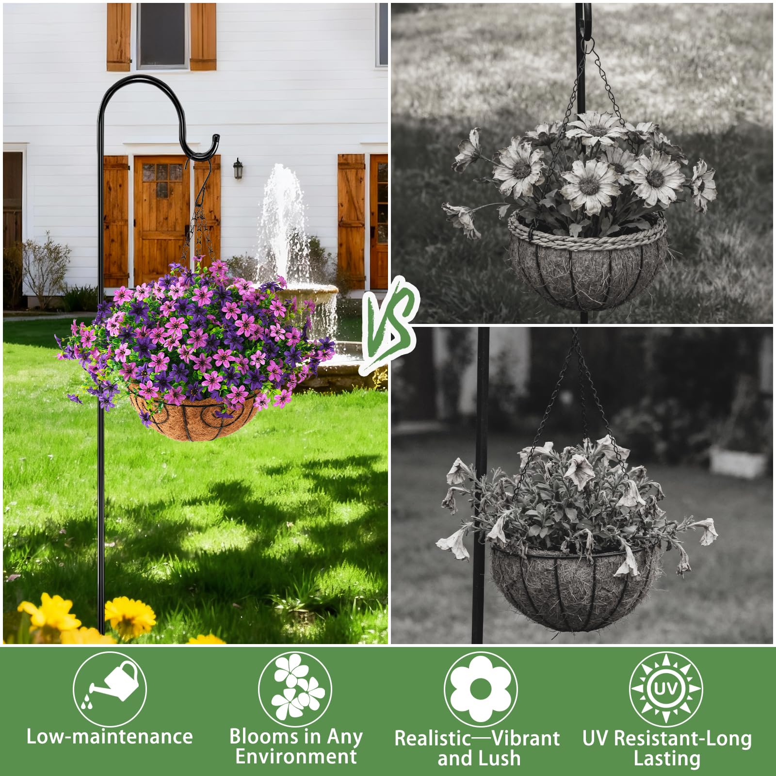 INQCMY weatherproof artificial flowers outdoor for maintenance-free decor