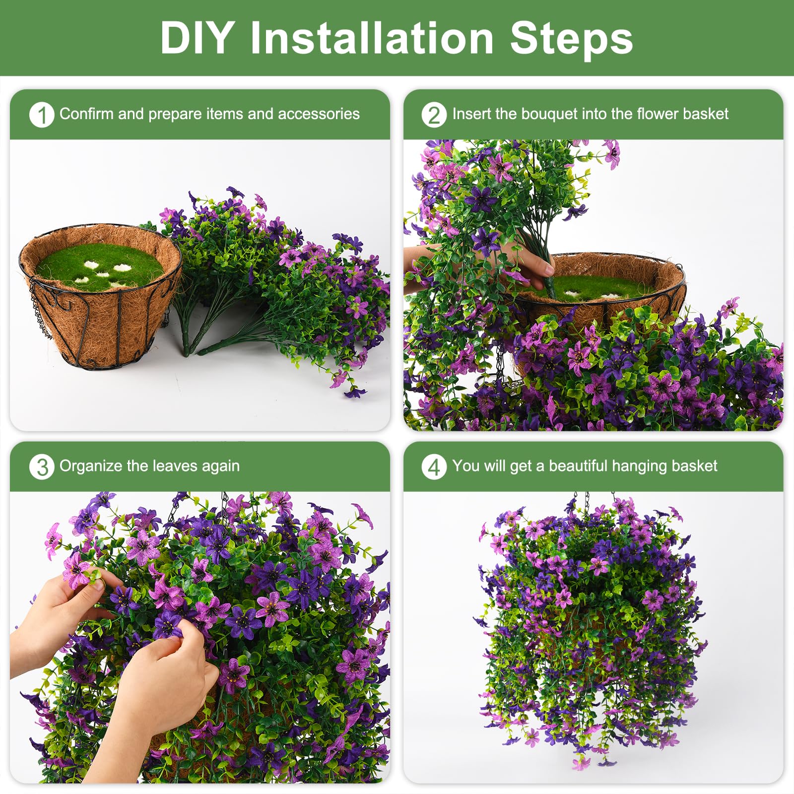 INQCMY weatherproof faux flowers keep fullness without watering