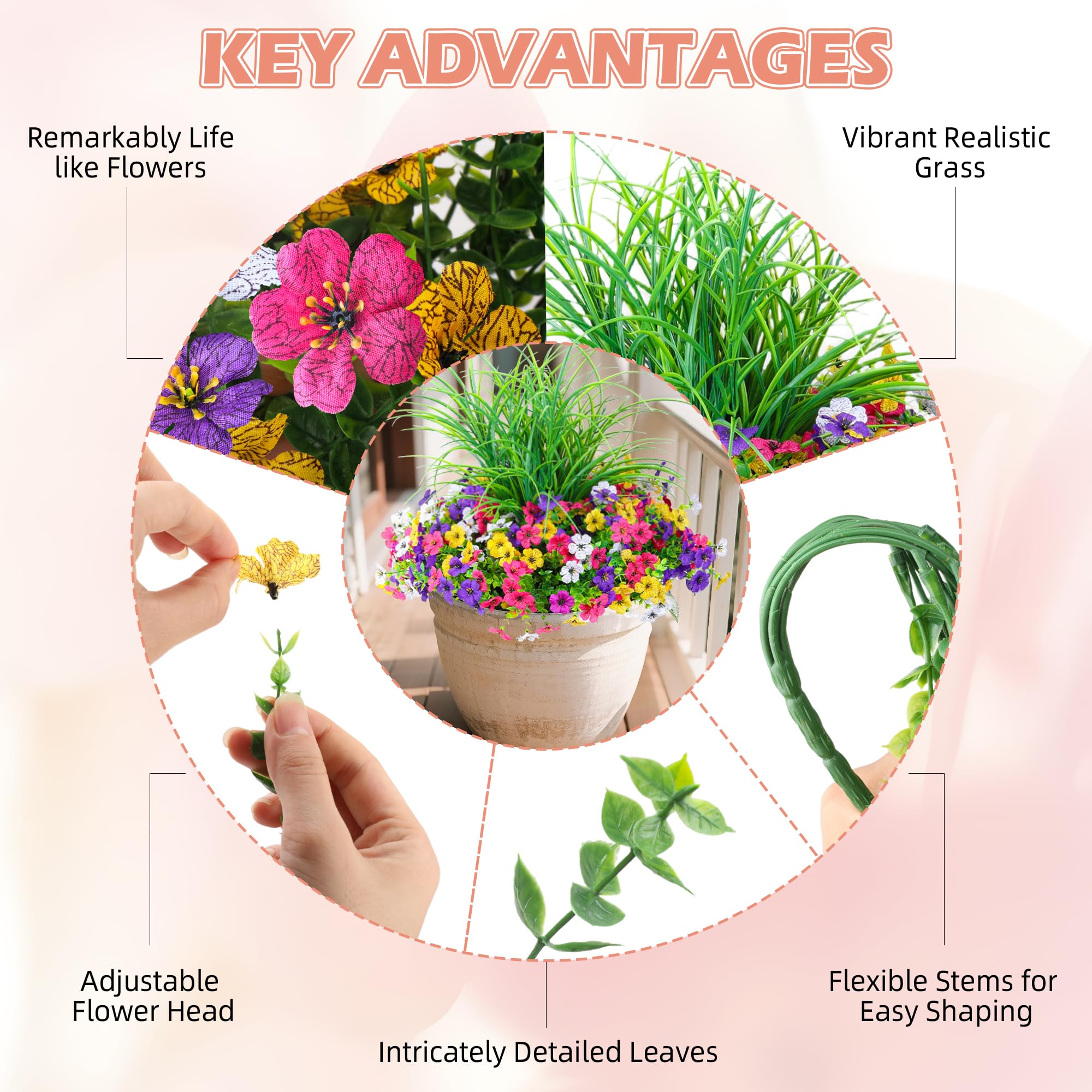 INQCMY wire-reinforced stems bendable for customizable outdoor arrangements.