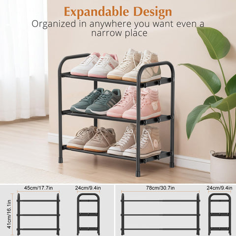 INSMART stackable shoe rack demonstrates space-saving design in small rooms.