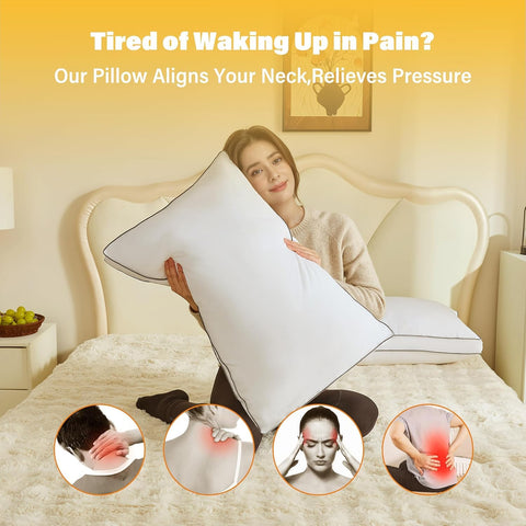 INSPIRE CRAFTER goose down pillow back-sleep scene shows supportive cradle