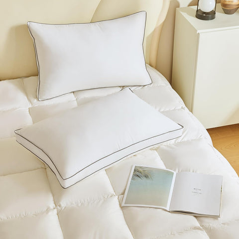 INSPIRE CRAFTER goose down pillow care label highlights easy machine washing