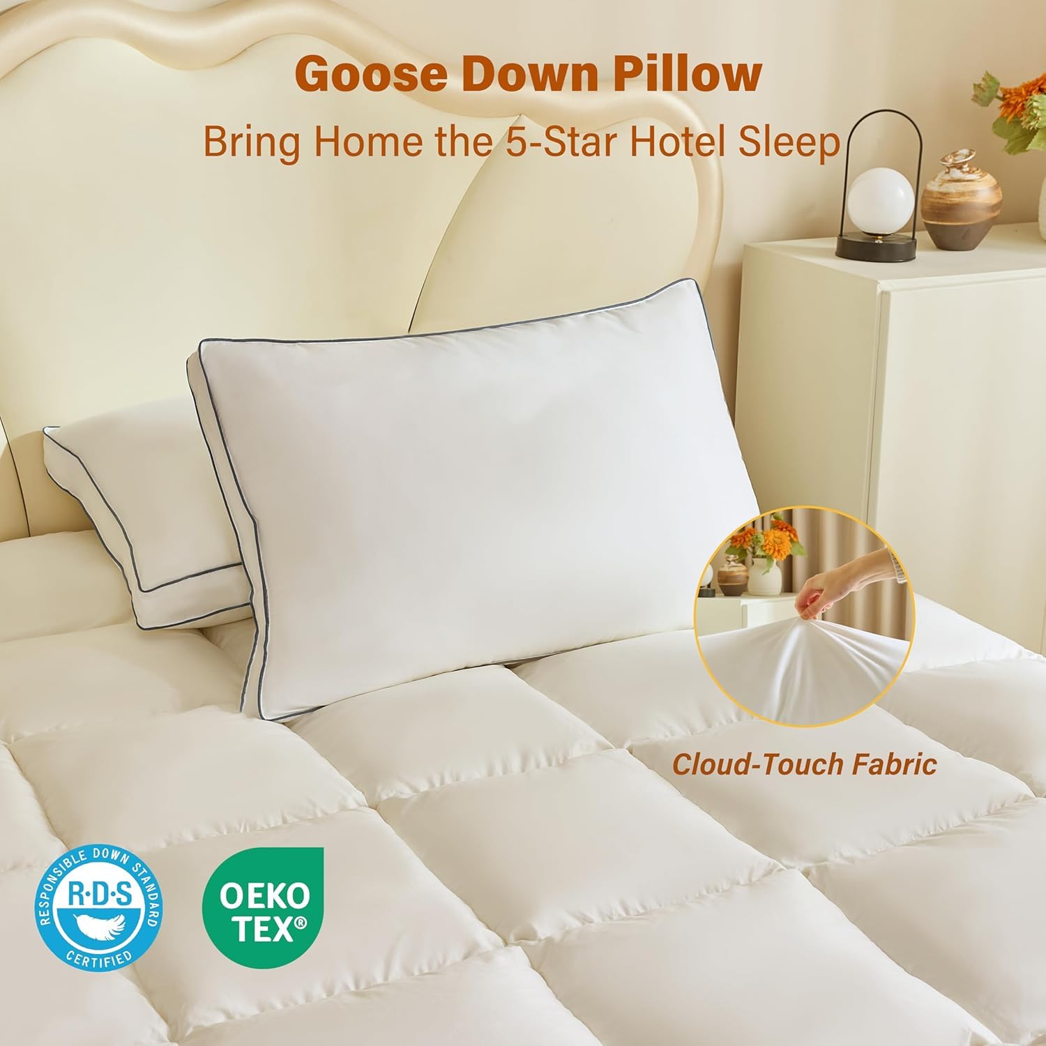 INSPIRE CRAFTER goose down pillow king-size set of 2 for hotel-grade sleep
