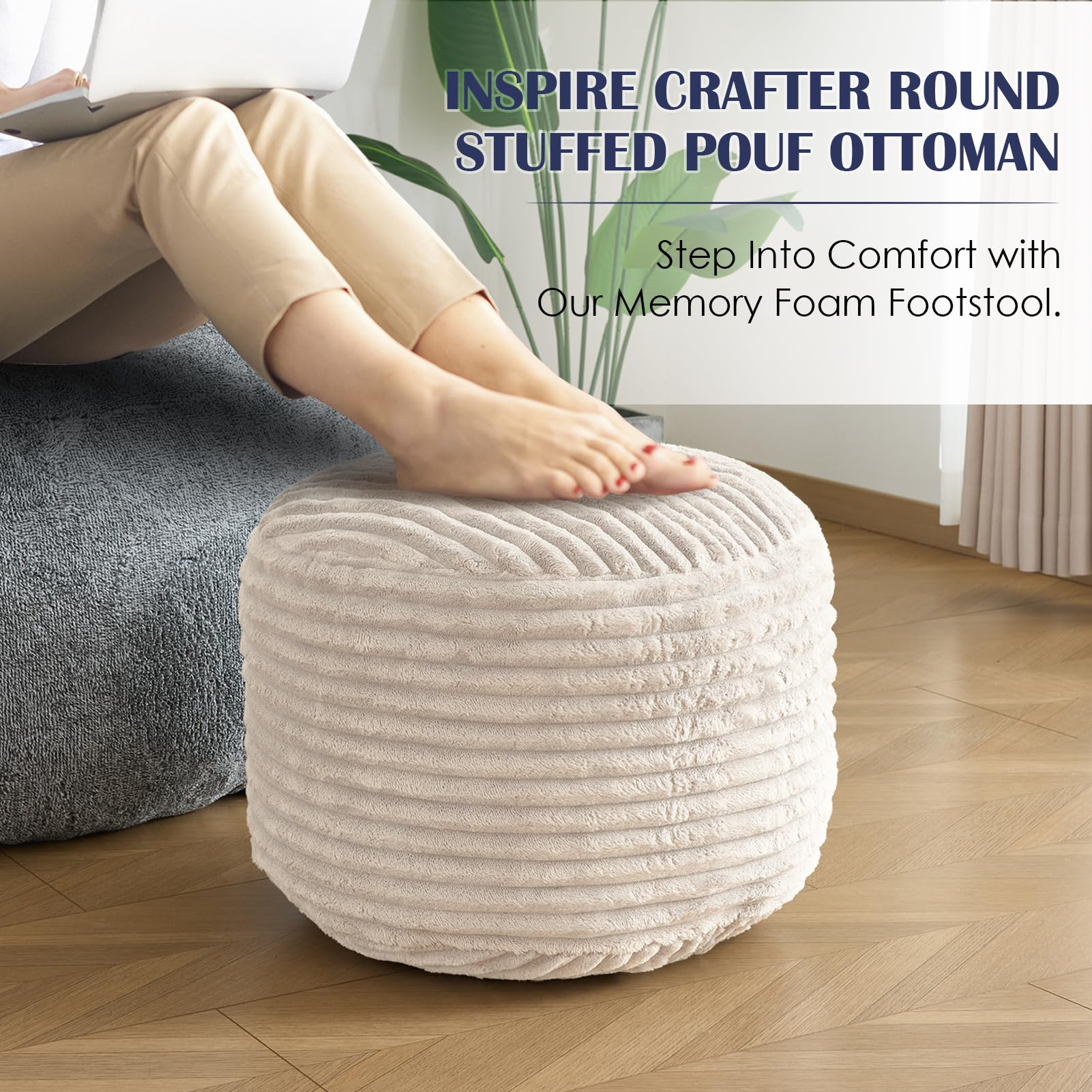 INSPIRE CRAFTER pouf used in living room for seating or footrest