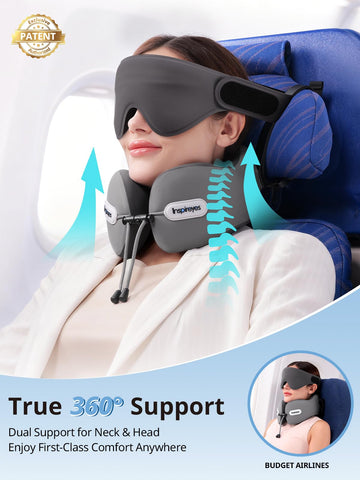 Inspireyes neck pillow showcases a dual-density foam core for durable neck support.