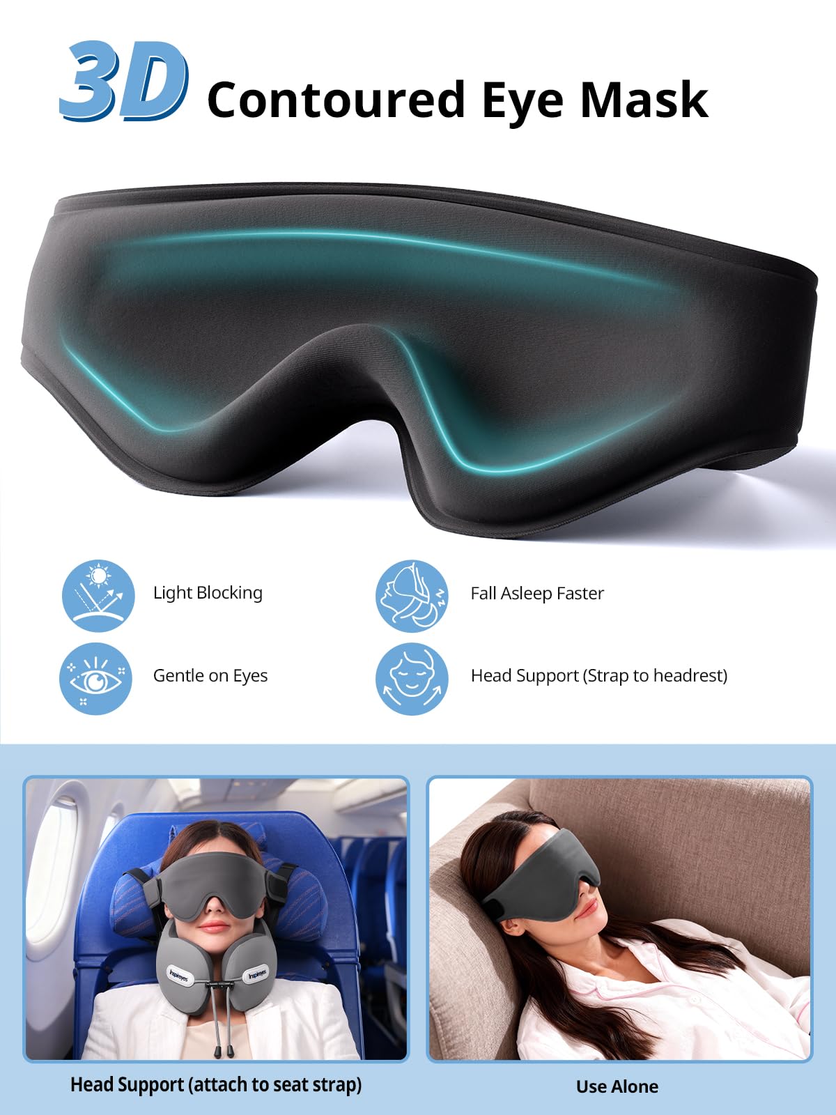 Inspireyes neck pillow compact size fits necks from 12.5 to 17.7 inches.