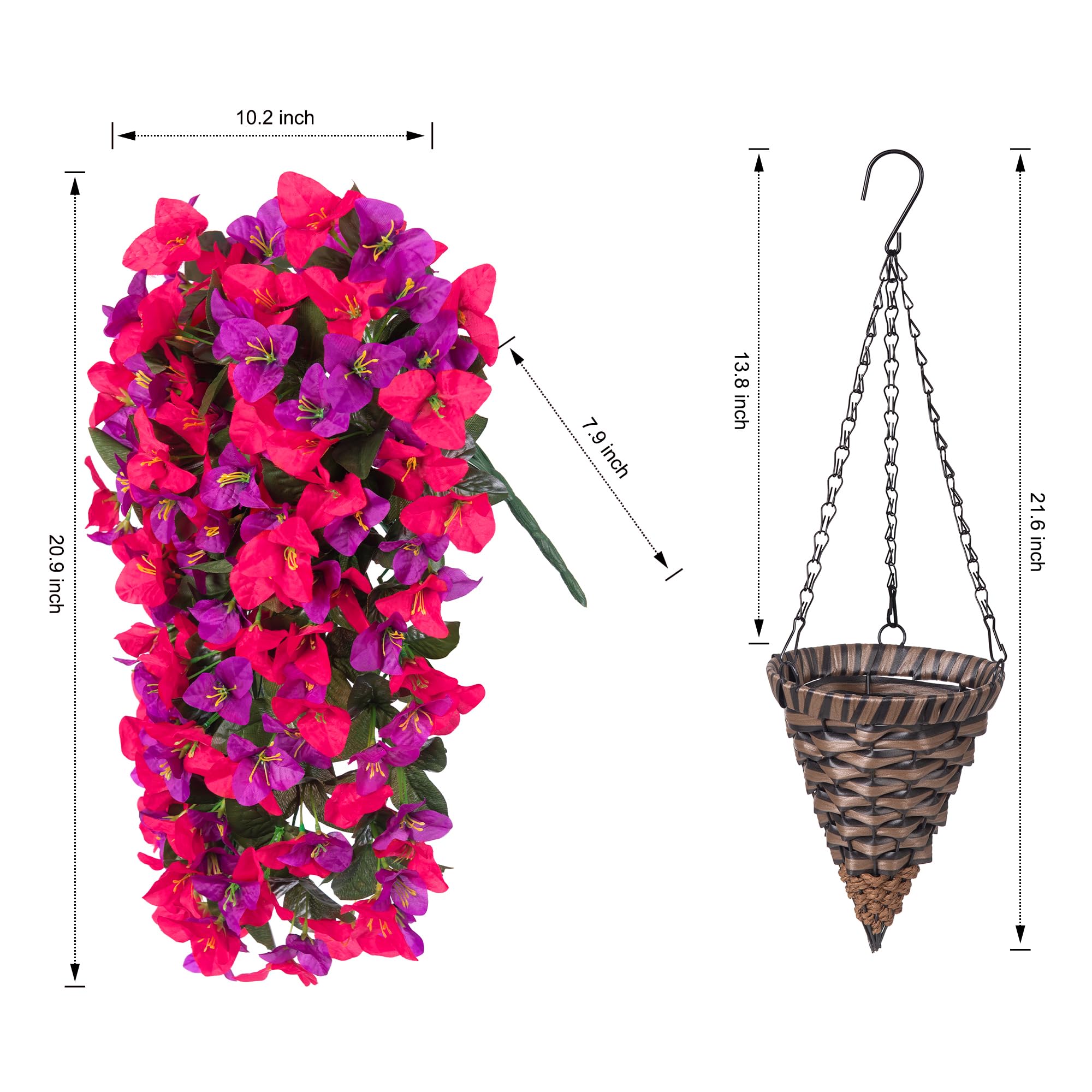 INSPRING artificial bougainvillea trailing vines framed for outdoor porch use.