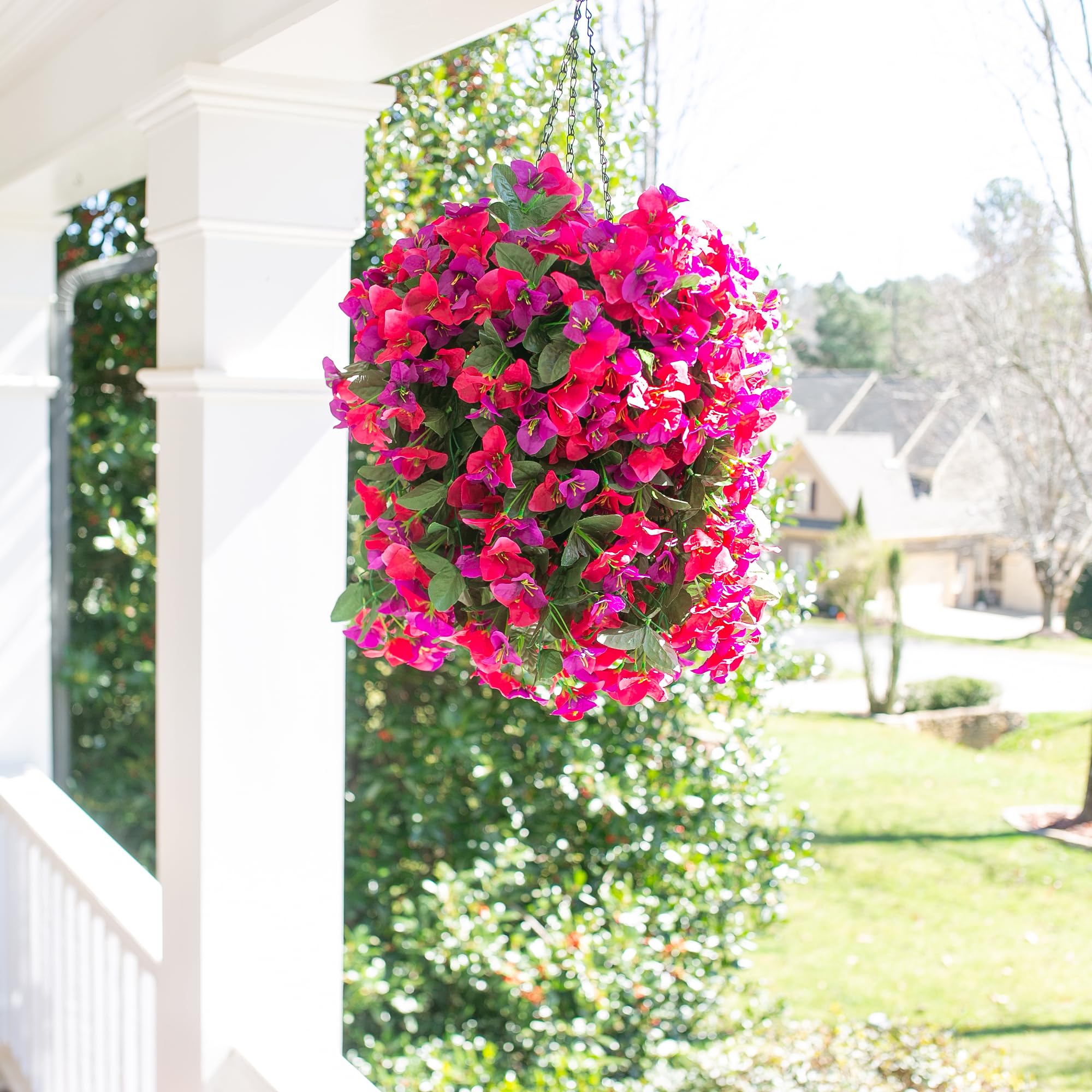 INSPRING realistic silk bougainvillea brightens walkways and entryways.