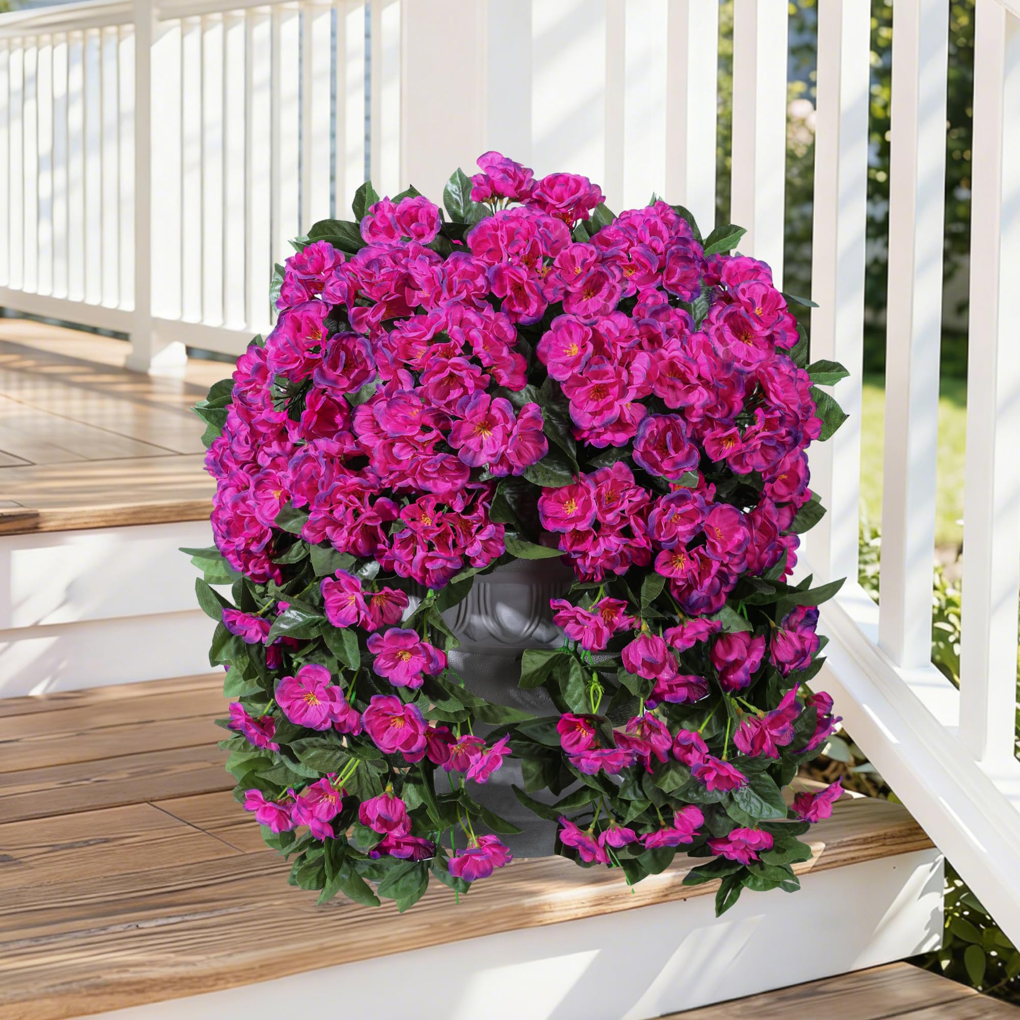 INSPRING geraniums long trailing vines for outdoor railings and fences.