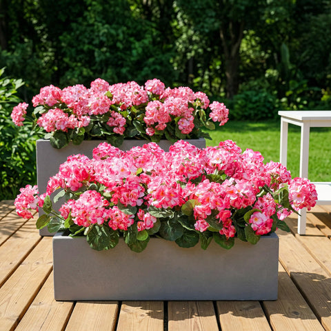 INSPRING outdoor artificial flowers endure rain and sun.