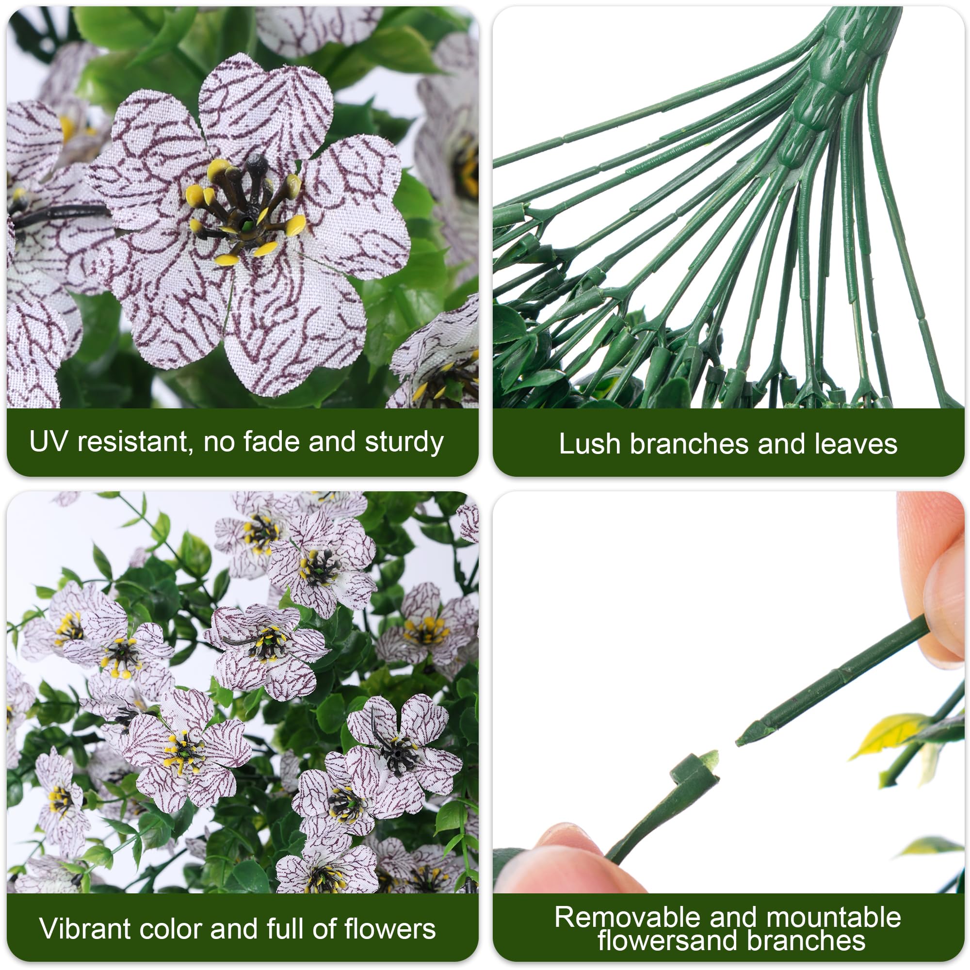 INSPRING UV-resistant artificial flowers stay vibrant in sun and rain.