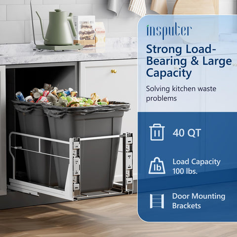 Insputer under-sink trash can with quiet soft-close slides