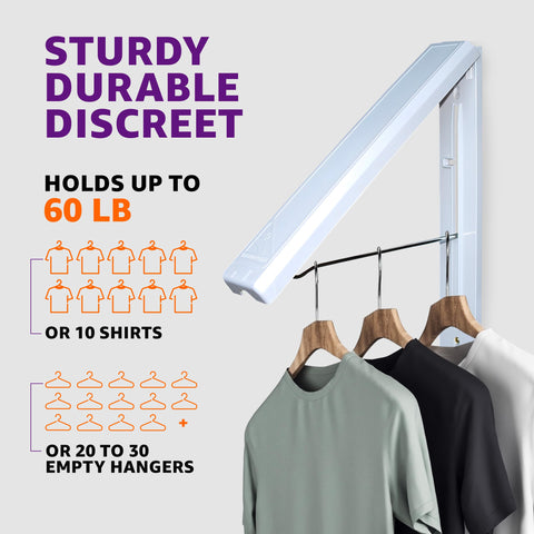 InstaHanger easy-installation drying rack installs with template and anchors for secure mounting.