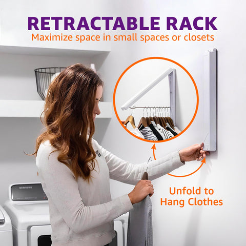 InstaHanger triangular-frame drying rack offers sturdy support for towels and garments.