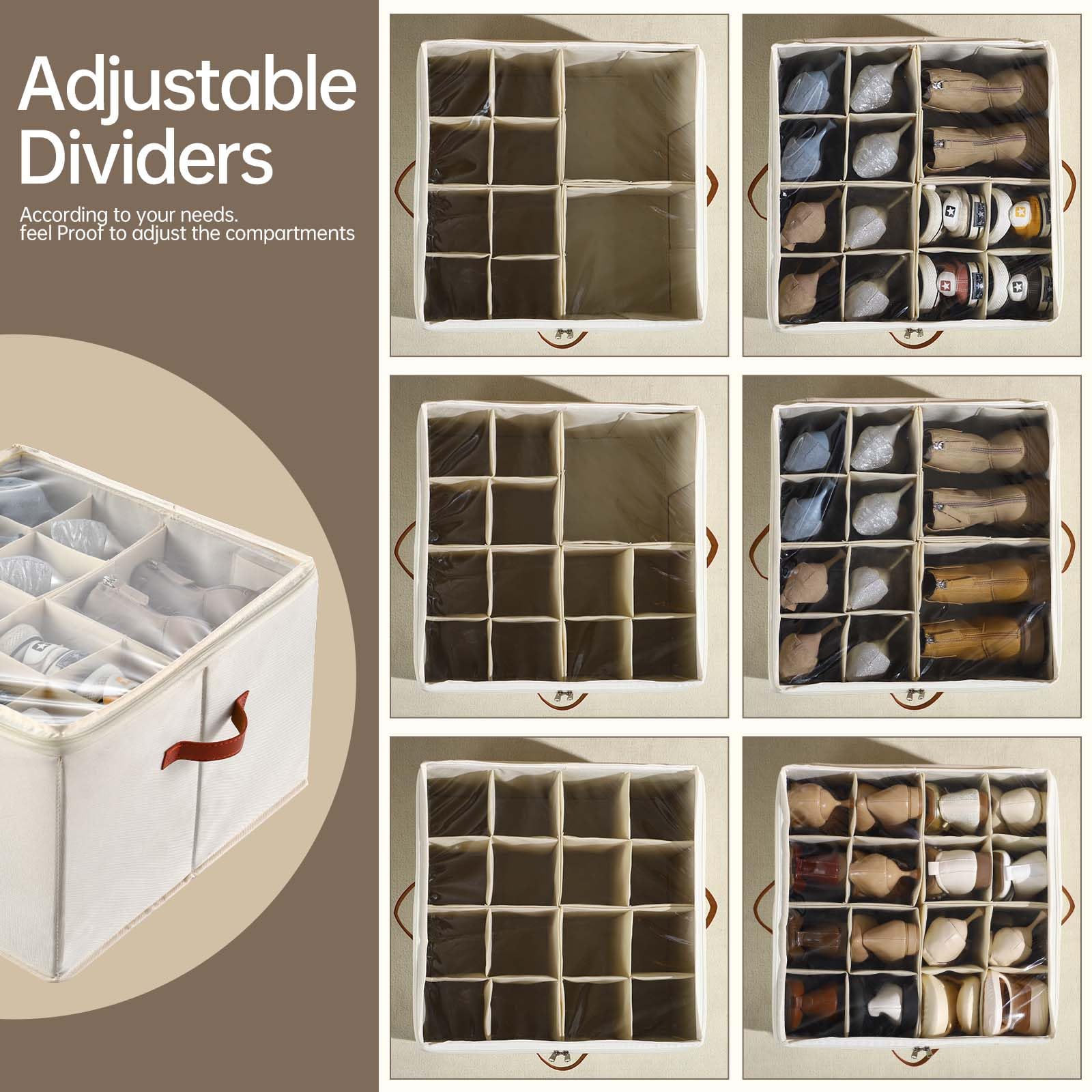 INSTY adjustable dividers create customizable compartments.