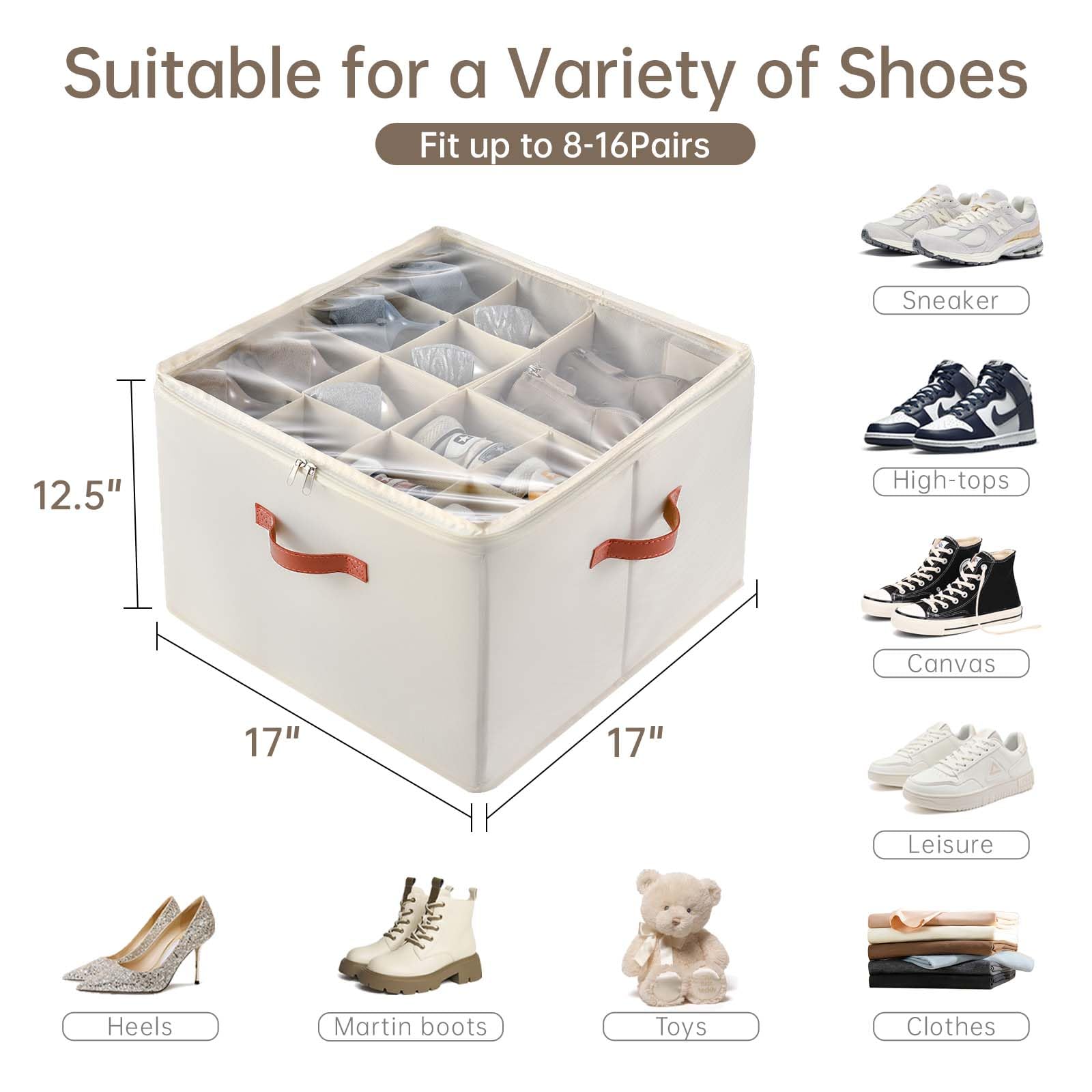 INSTY foldable shoe bin clear top for quick content viewing.