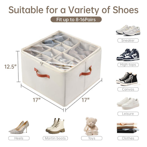 INSTY foldable shoe bin clear top for quick content viewing.