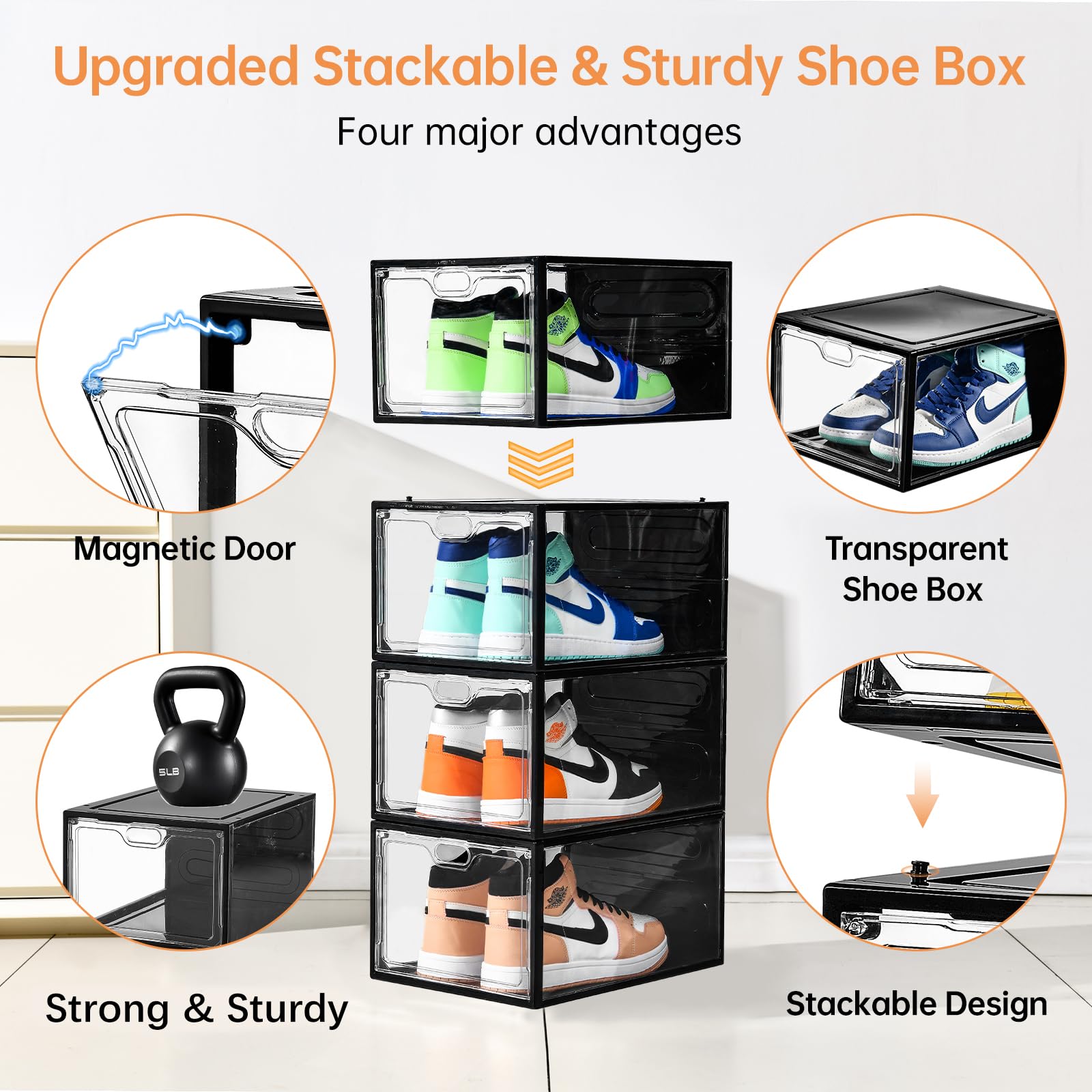 INSTY shoe box with magnetic door keeps sneakers hidden and organized.