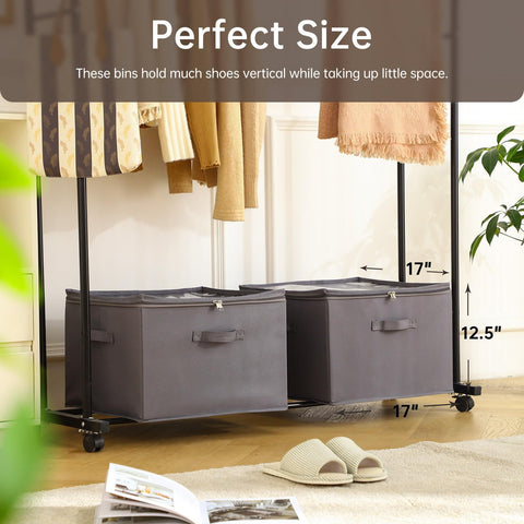 INSTY shoe storage bin with adjustable dividers for customized compartments.