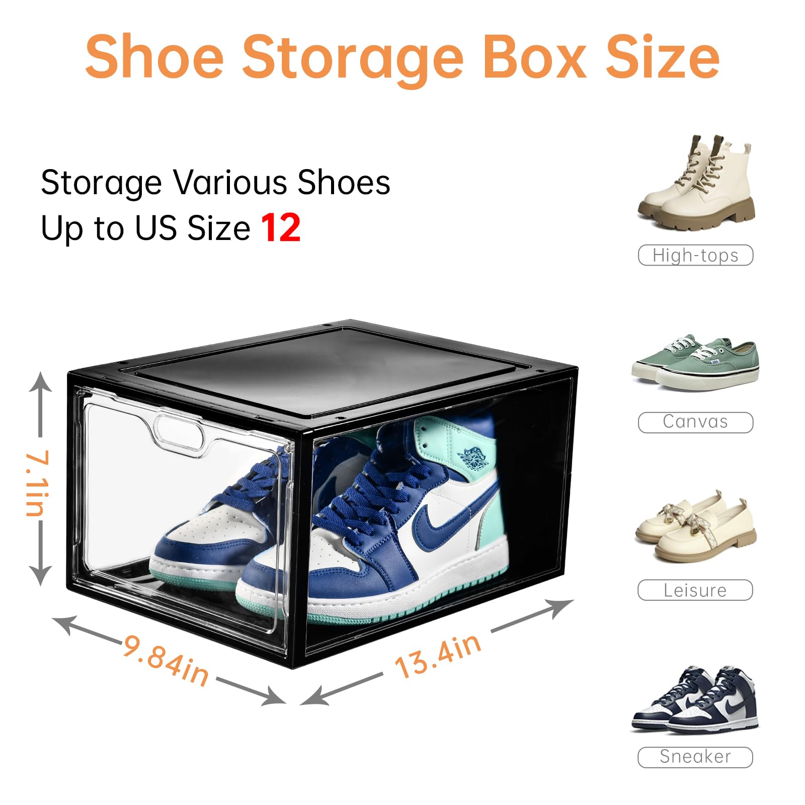 INSTY stackable shoe containers interlock securely for customizable closet shelving.