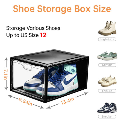 INSTY stackable shoe containers interlock securely for customizable closet shelving.