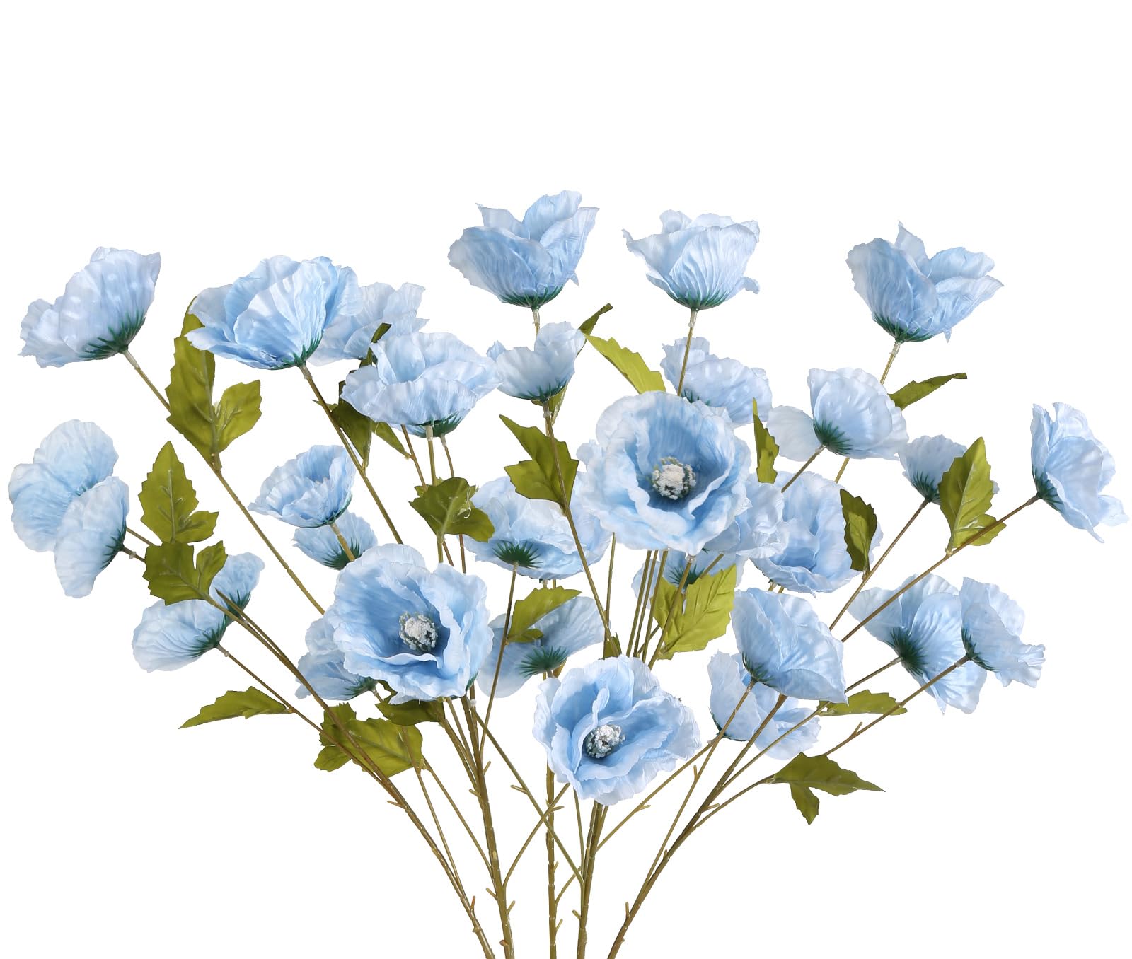 INSUNSIX blue poppy silk flowers in full length ideal for dramatic table centerpieces