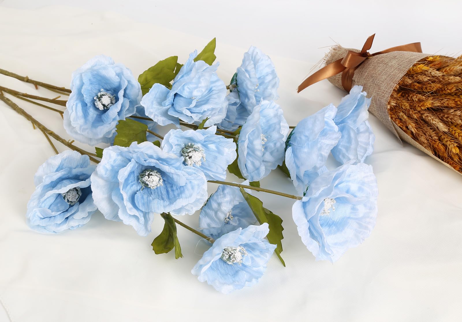 INSUNSIX blue poppy silk props for photography and event styling