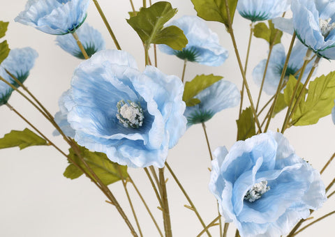 INSUNSIX blue poppy centerpiece ideal for weddings and parties