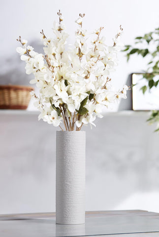 INSUNSIX close-up of silk delphinium stems showing flexible bendable structure