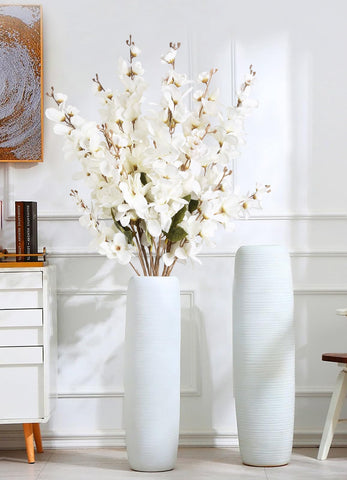 INSUNSIX white delphinium close-up highlighting realistic silk texture and vibrant color