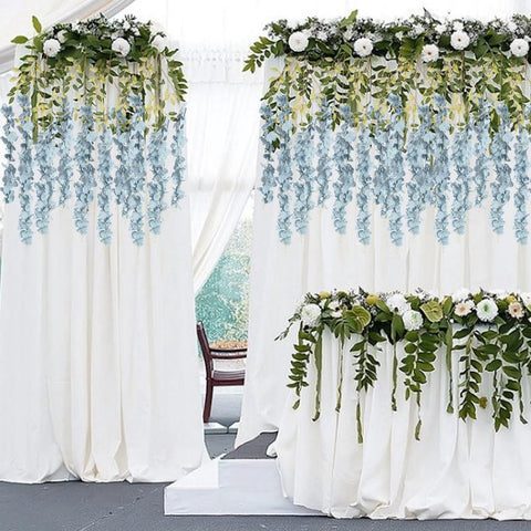 INSUNSIX dusty blue wisteria garlands for elegant home decor use
