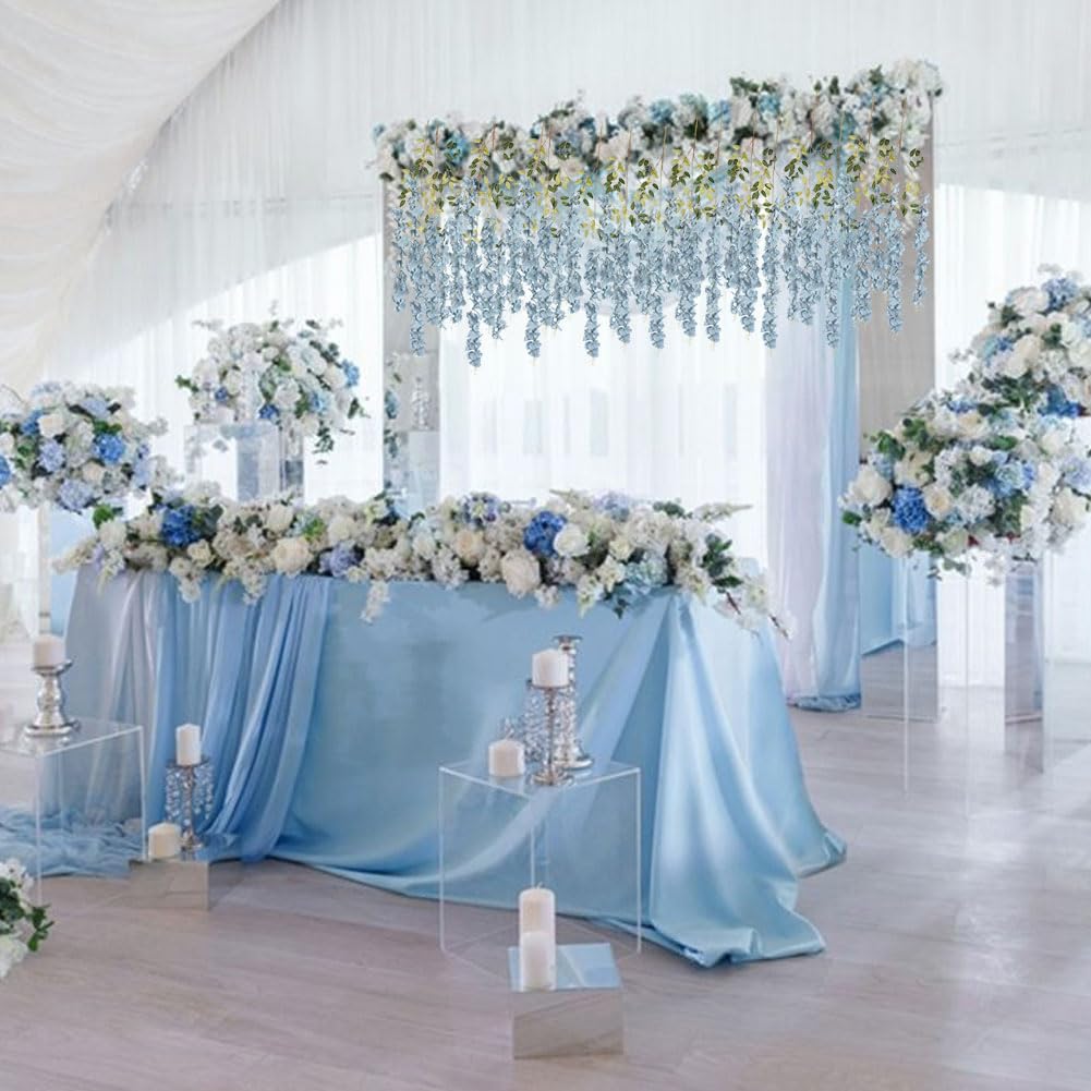 INSUNSIX dusty blue wisteria hanging flowers, easy to hang