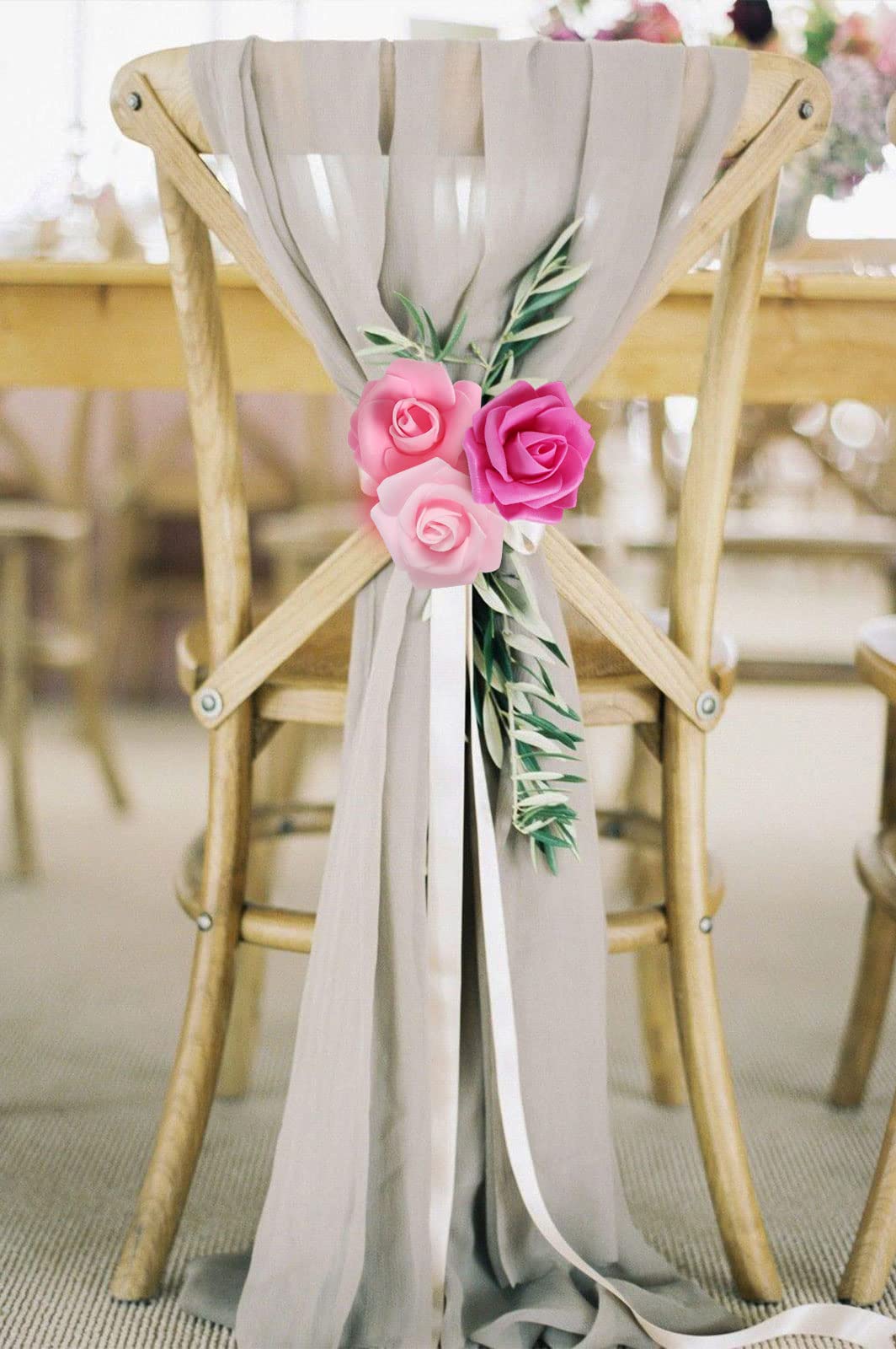INSUNSIX foam roses wreath decoration in multiple pink tones