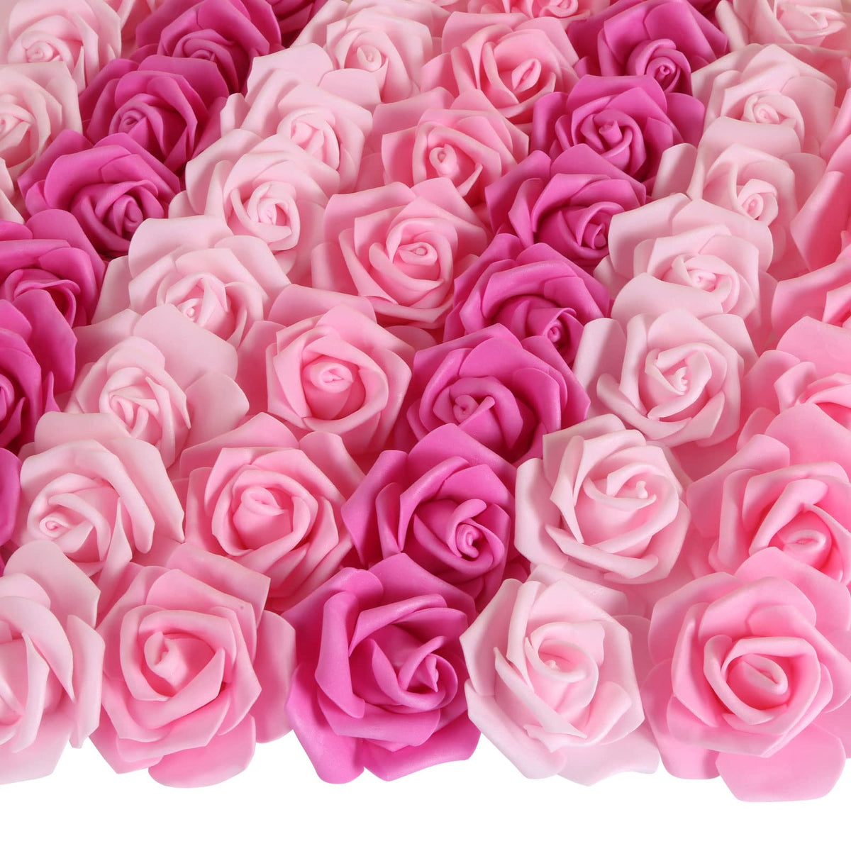 INSUNSIX pink foam rose heads, 3-inch, ideal for wedding centerpieces and DIY decor.