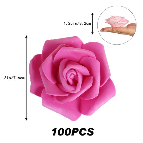 INSUNSIX pink foam rose heads, 3-inch, enable reusable floral accents for baby showers.