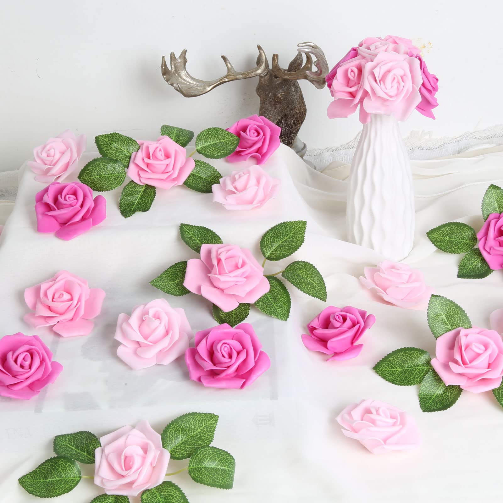 INSUNSIX pink foam roses bring bright, reusable accents to celebrations.