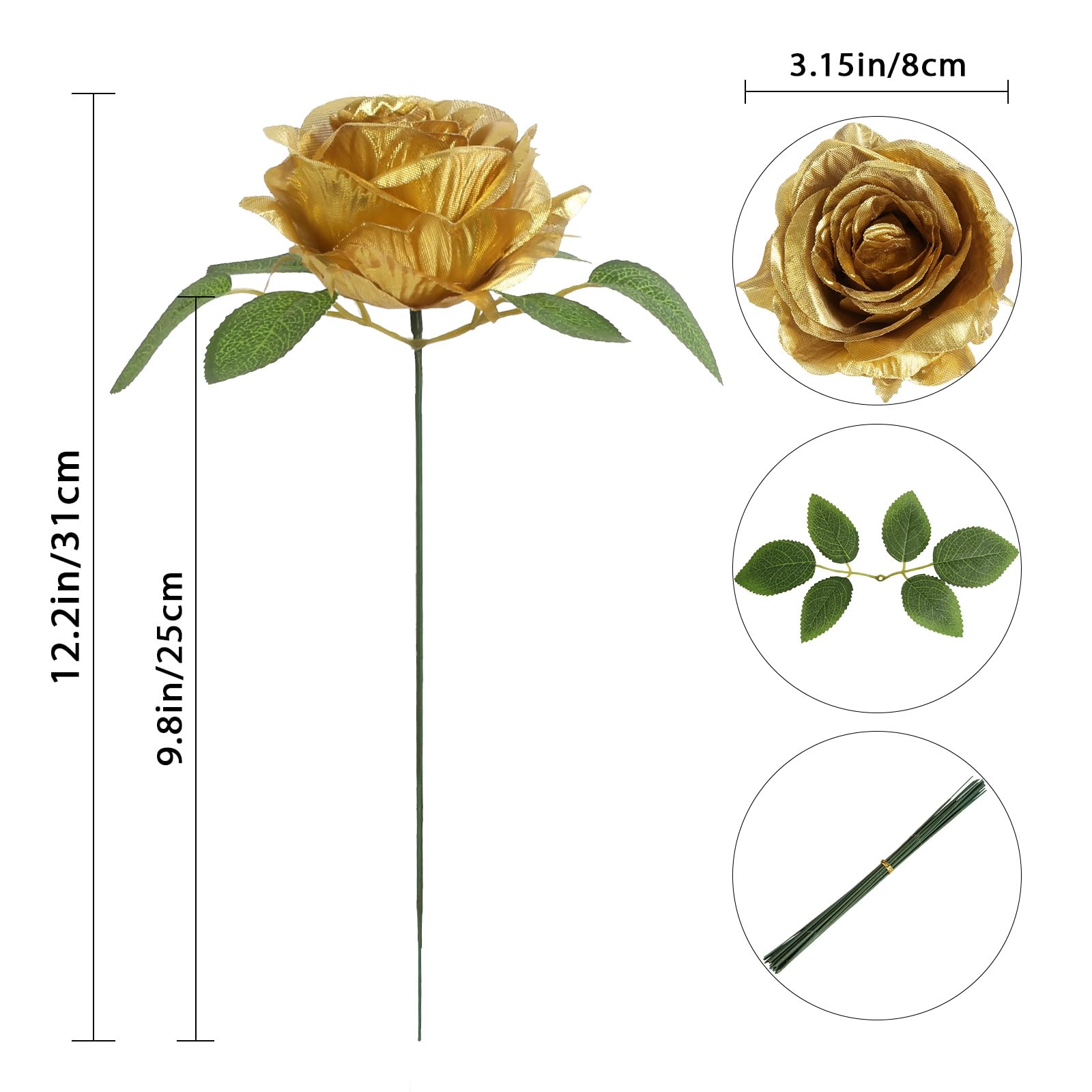 INSUNSIX wedding centerpiece setup with gold artificial roses