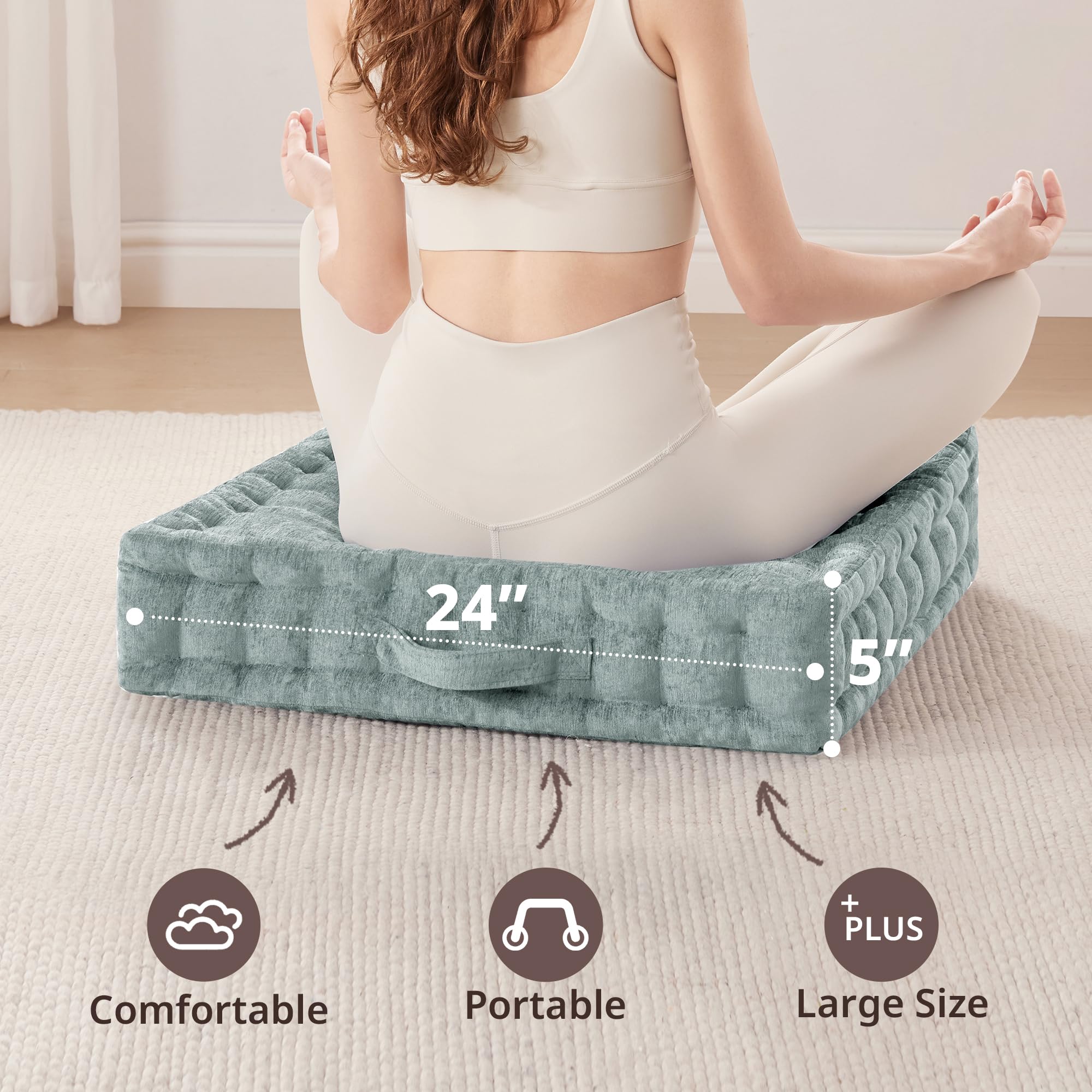 Intelligent Design Azza 24x24x5 floor pillow ideal for yoga and naps.