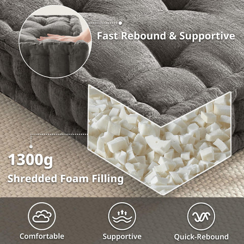 Close-up of tufted chenille texture on Azza cushion for lasting softness.