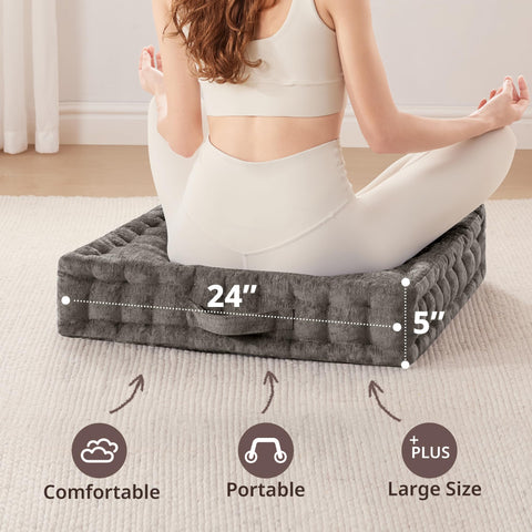 Azza cushion in use during meditation session for calm focus.