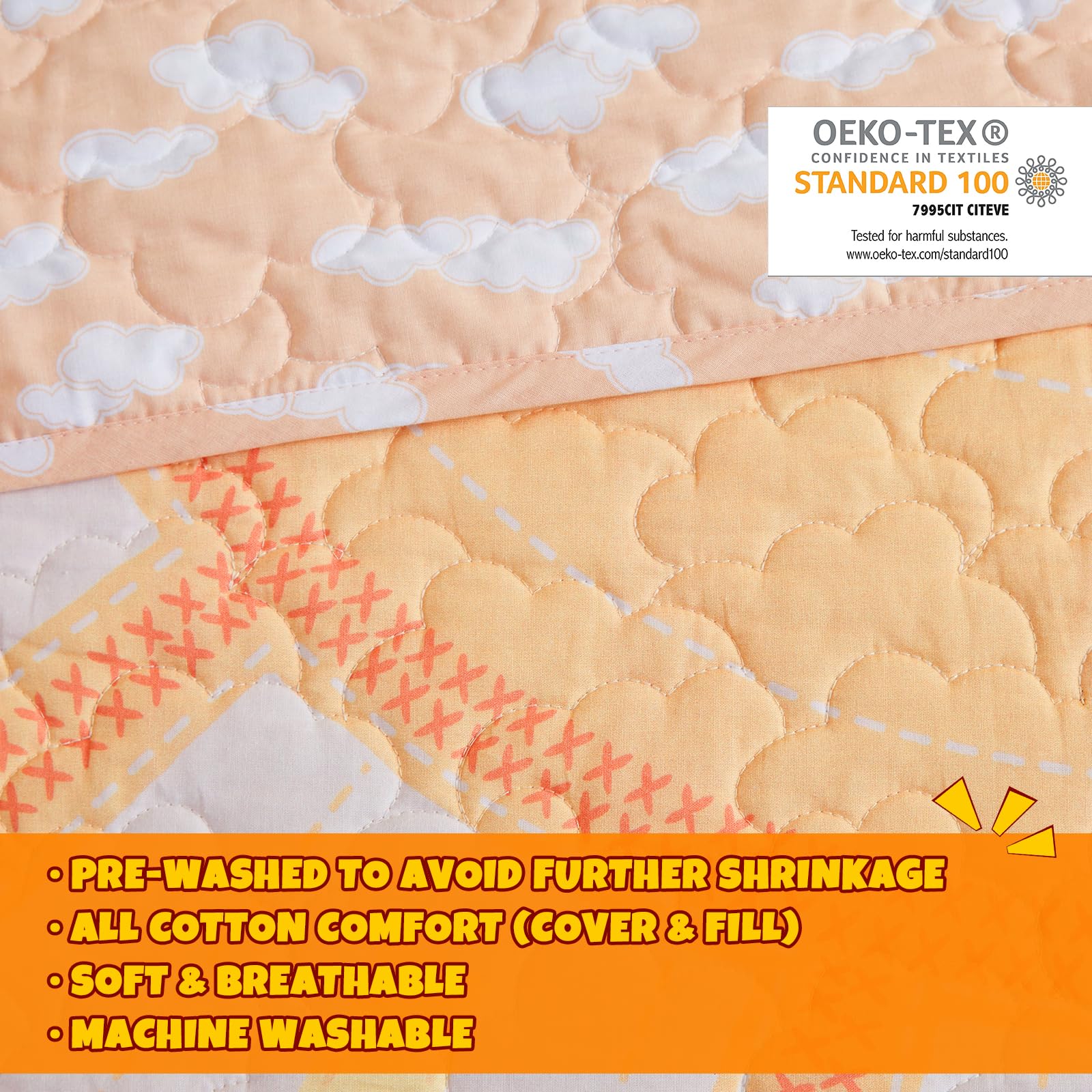 Intelligent Design Cotton coverlet breathable fabric keeps kids comfy.