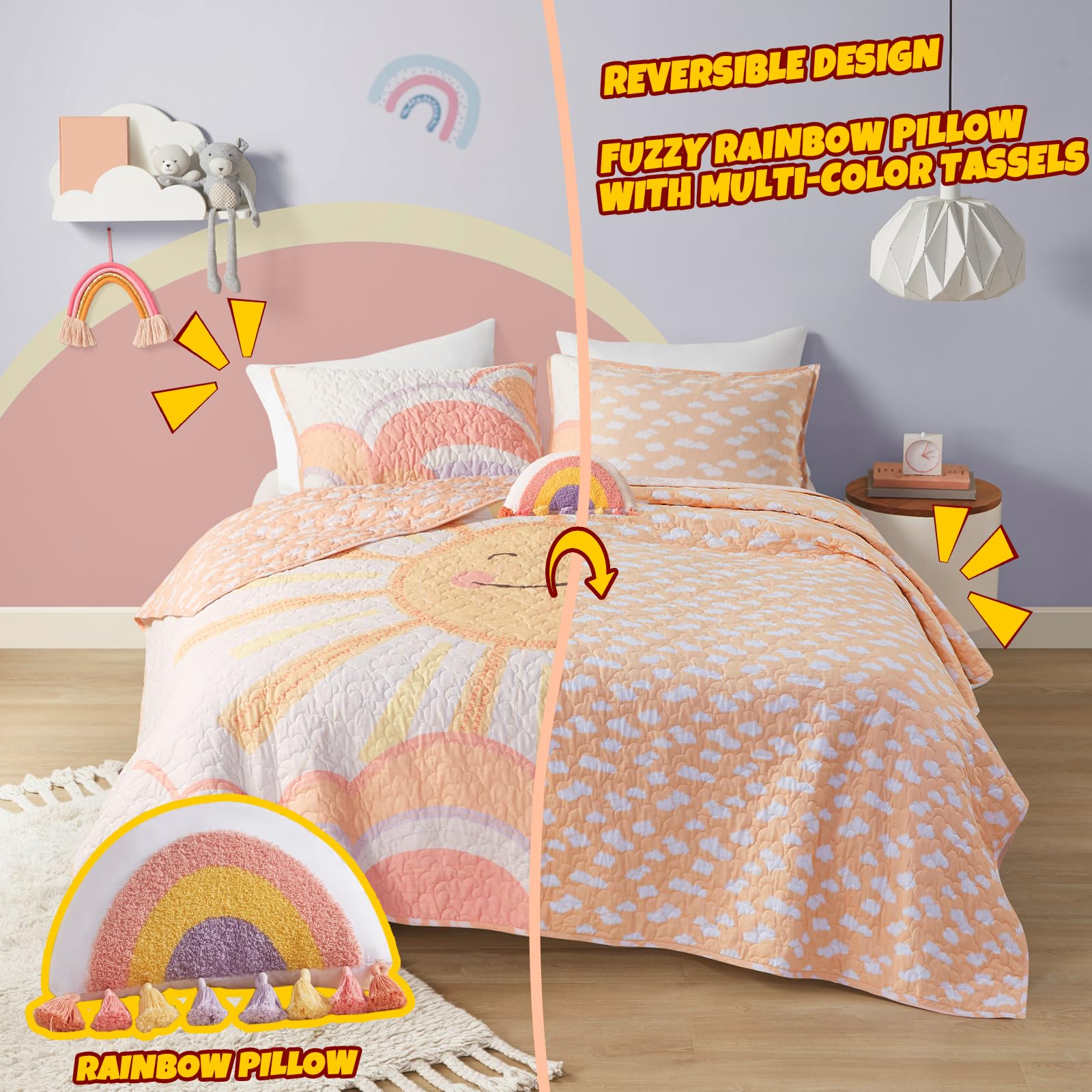 Intelligent Design Dawn Sunshine quilt close-up highlights soft cotton texture.